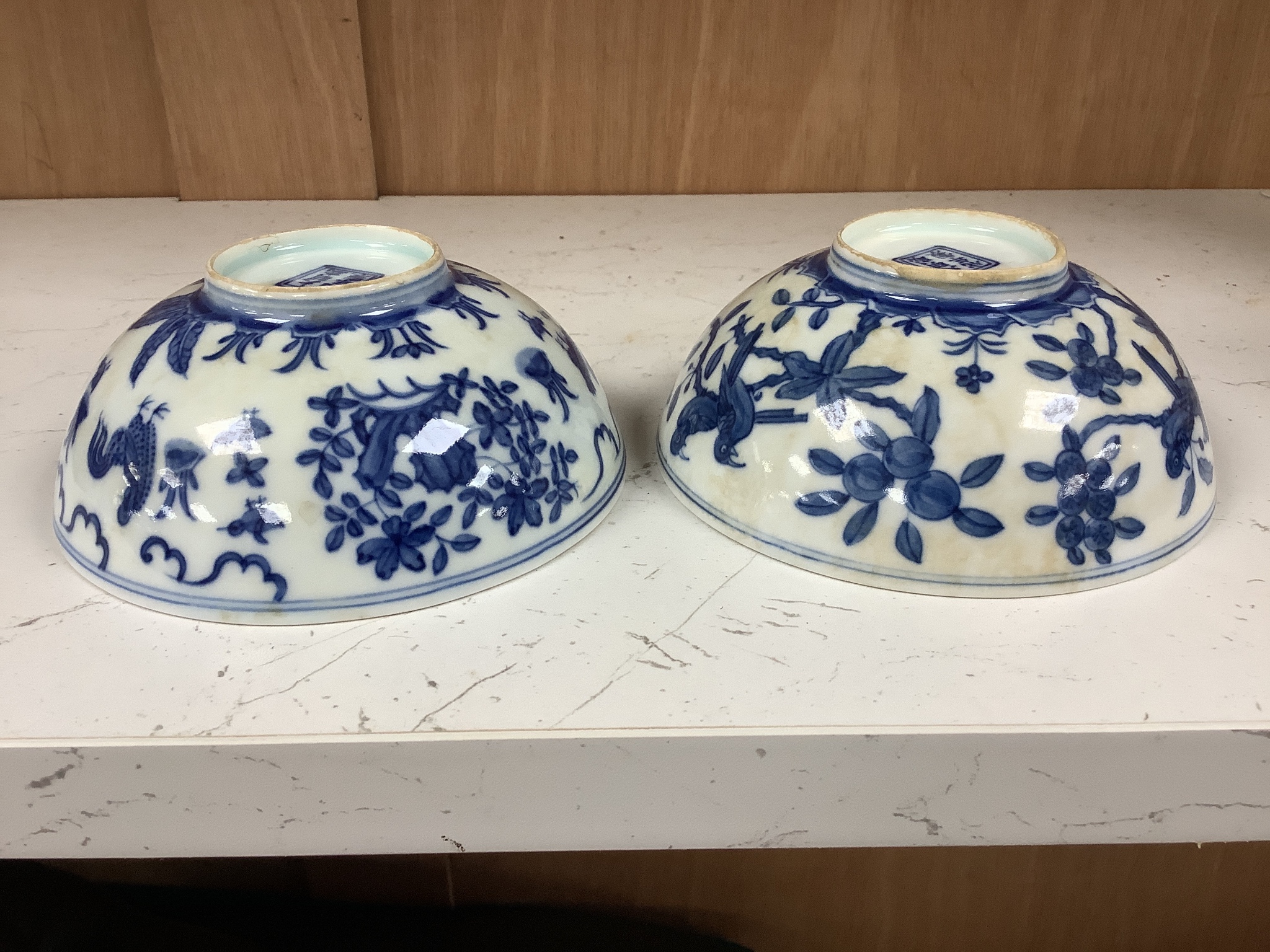 Two Chinese blue and white bowls, diameter 12cm